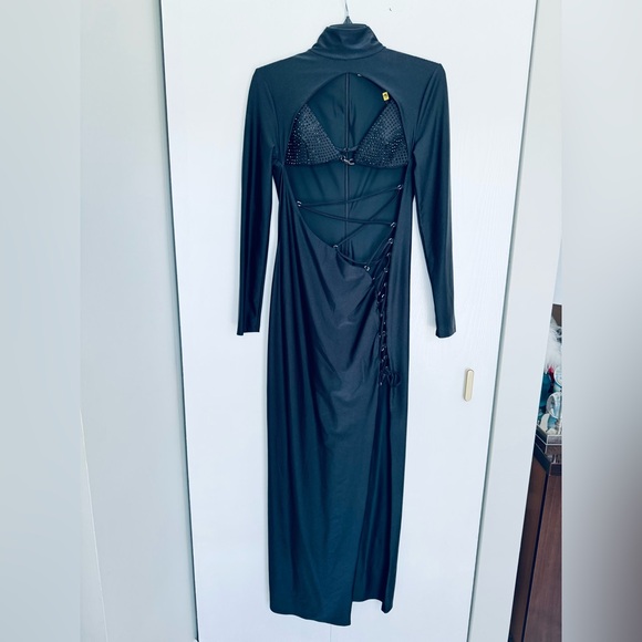 Dundas Coco Royal Gown Dress Black Detachable Embellished Bra IT48 US 8/10 $2990 - Picture 8 of 17